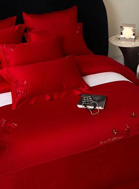 高1档40支棉长绒棉10202303四绣件套全棉花轻奢纯被套床单款家用