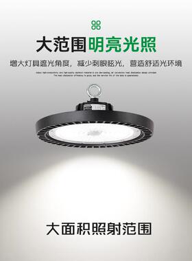 LED三防工矿灯车间仓库房照45985明吊厂顶薄灯黑F色圆形超UO飞碟