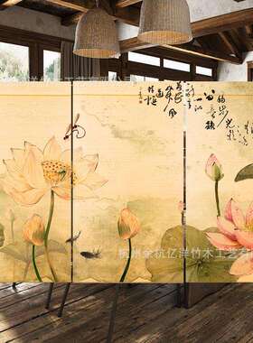 新中式水墨中风竹帘印花竹帘卷背52672帘隔断帘景汗蒸竹国画遮阳