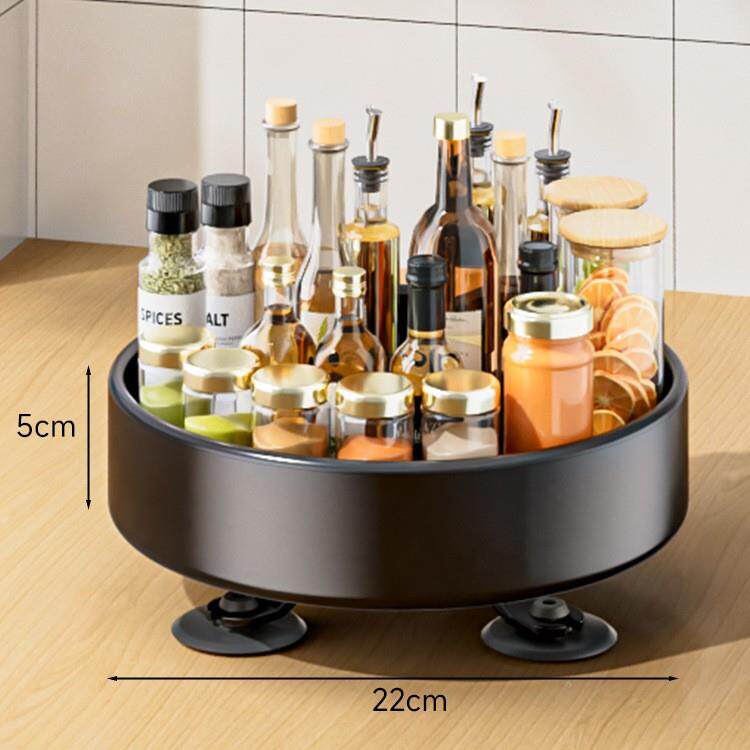 新款XSC旋转调料盘置物架瓶罐盐酱醋收纳厨房盒架家用油多功能调