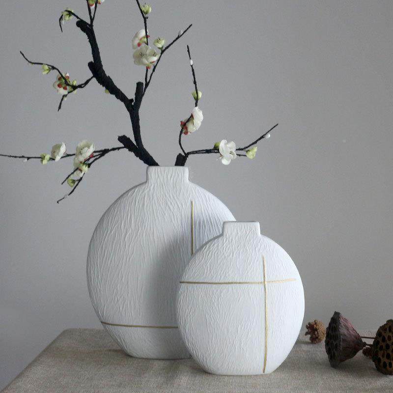 桌创意白色瓷花瓶扁平陶花器插花摆件现代新中家居桌面餐花式瓶工,鲜花速递/花卉仿真/绿植园艺,其它园艺用品,淘宝优惠券,粉丝福利购,淘宝优惠卷