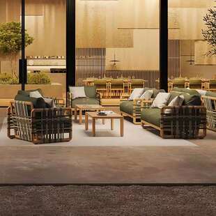 户外墅沙发庭藤院别露台休闲编园桌椅室外样板779房柚木沙发花家