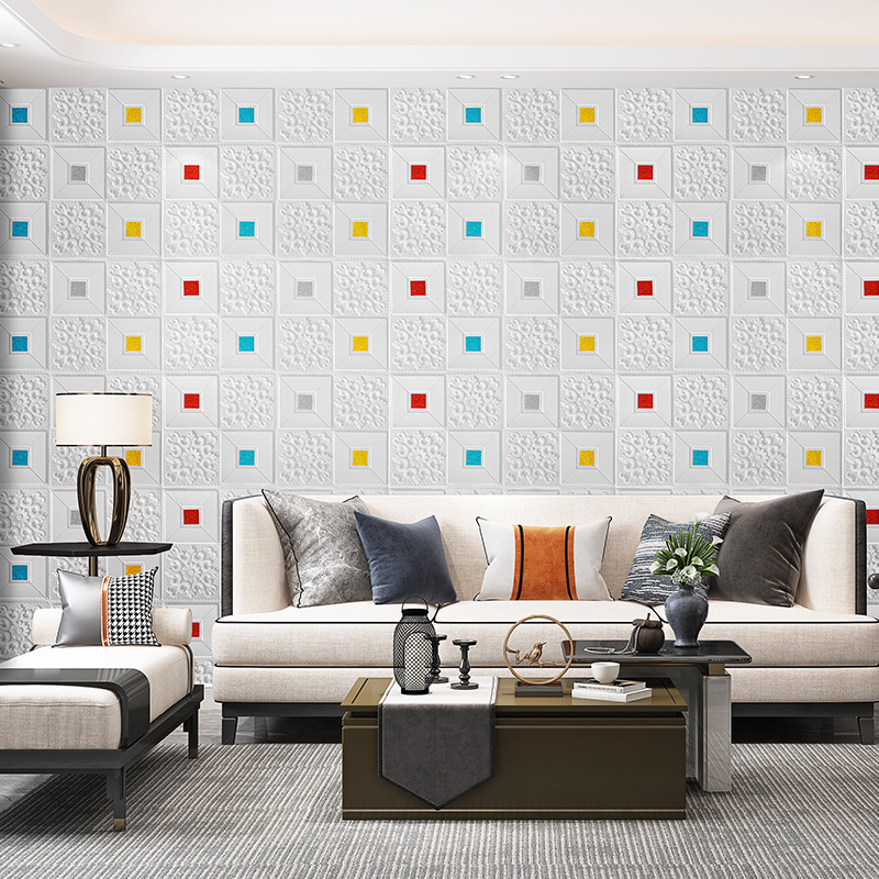 连卷天花板自粘墙纸d立体墙贴客厅卧室吊顶防水防潮背景墙软包贴