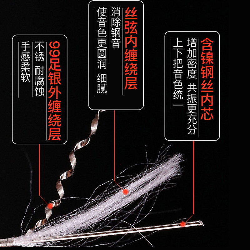 玄鹤二胡琴弦银演奏级镀金二胡弦通用内外弦线全二胡