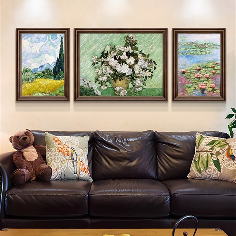大芬村油画梵高客厅装饰画艺术三联沙发背景墙挂画世界名画壁画