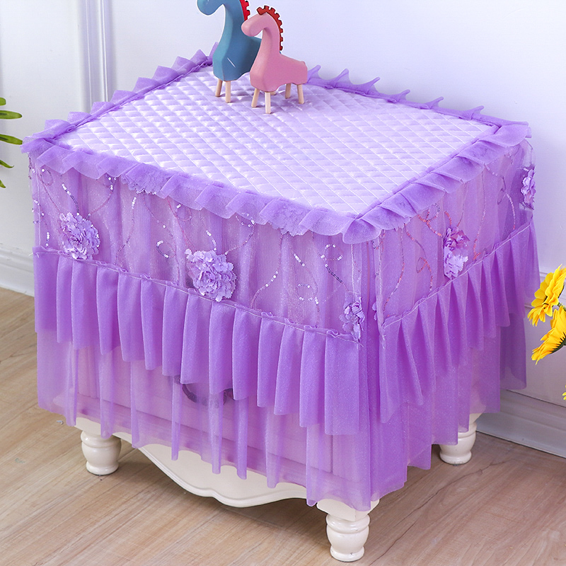 结婚用品牀头柜方巾盖布蕾丝加厚茶几布艺电视柜多用盖巾红色餐桌