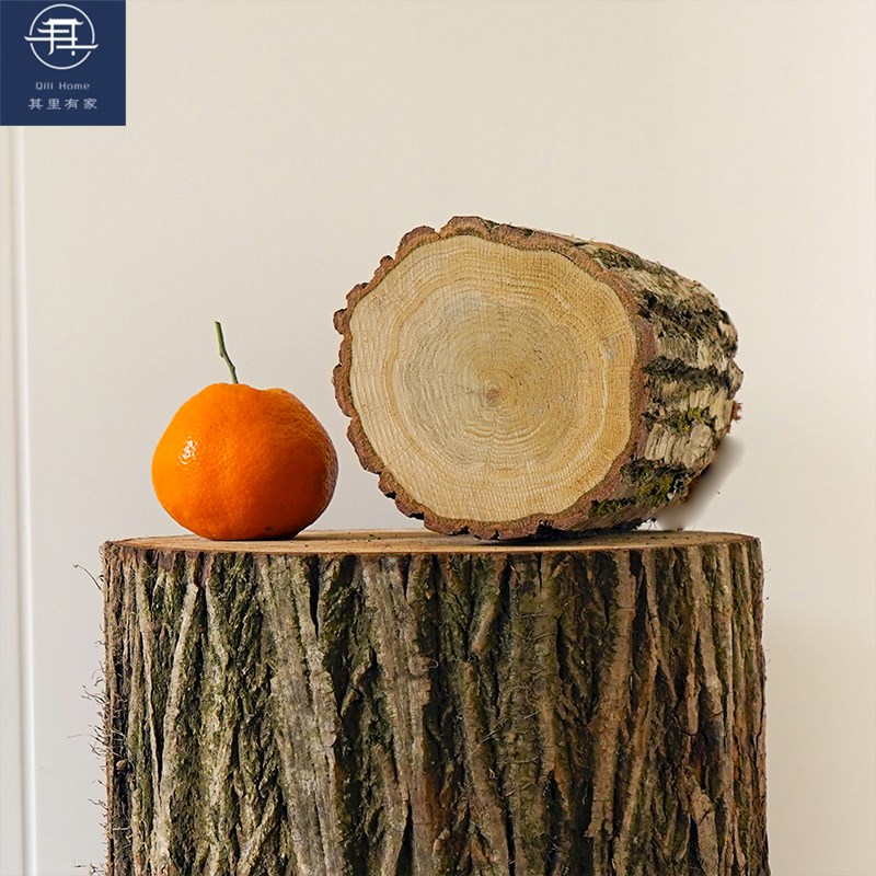 实木带皮木桩墩子陈列造景树桩座凳茶几根雕花架立柱底座
