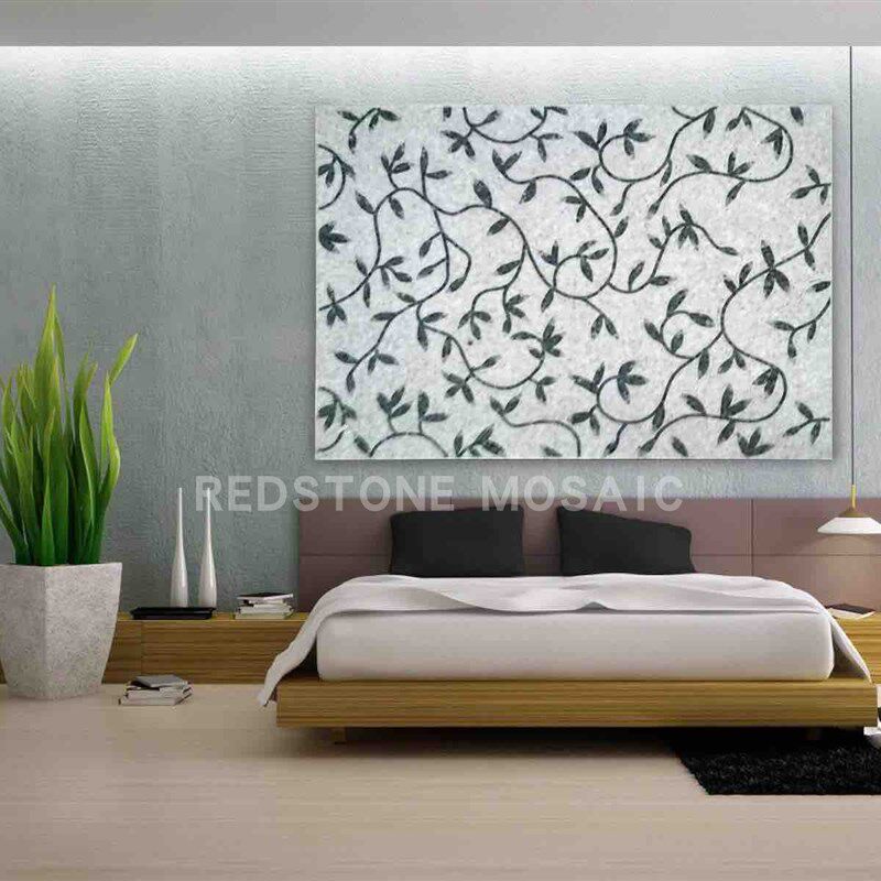 定制 天然大理石材马赛克拼图剪画 花园玄关阳台电视背景墙 藤蔓