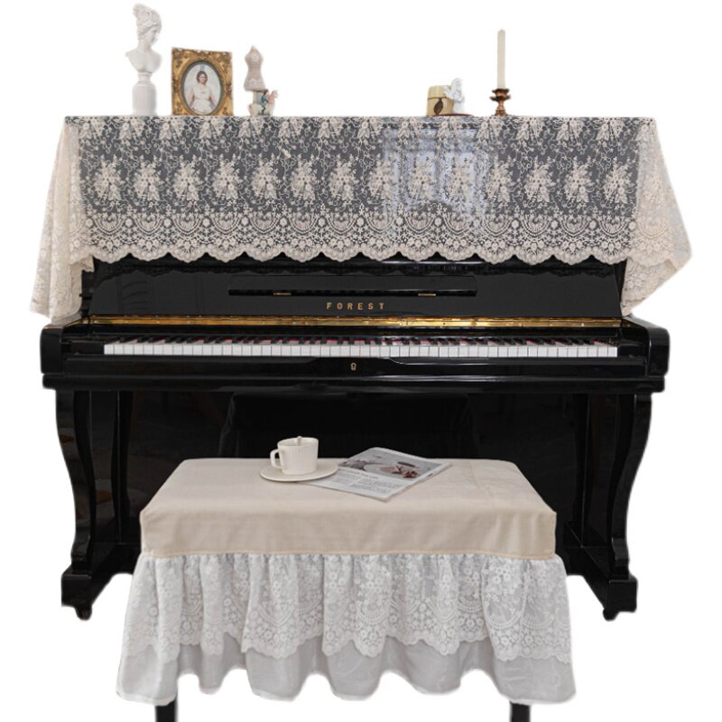 法式钢琴罩蕾丝半罩复古电子钢琴罩盖布全罩装饰琴帘布防尘罩
