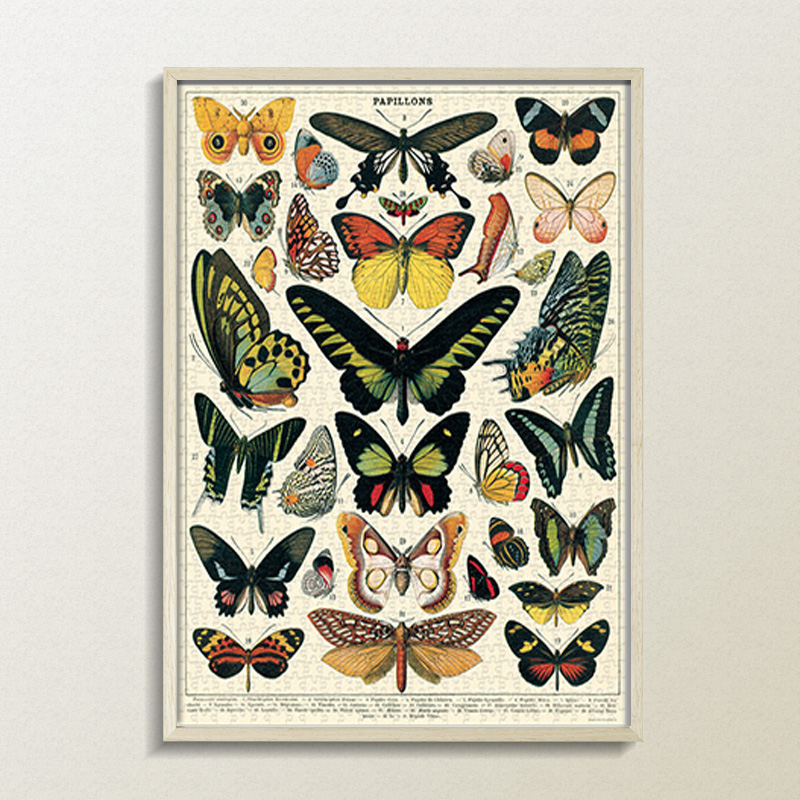 Cavallini植物花卉蝴蝶1000片500片拼图框架裱框70*55*35画框相框