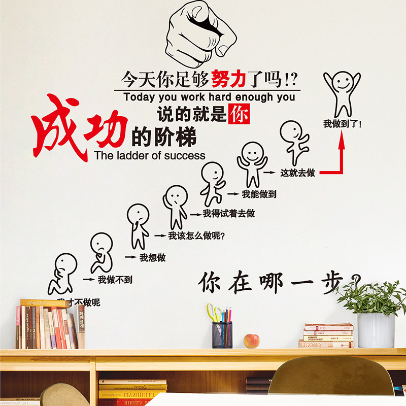 努力加油励志墙纸公司鼓励壁纸办公室装饰d立体自粘墙纸,家居饰品,软装墙贴,淘宝优惠券,粉丝福利购,淘宝优惠卷