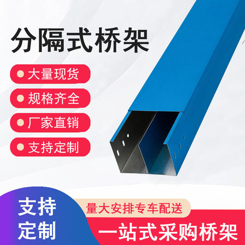 分隔式镀锌桥架300x100x1.2金属喷塑防火阻燃多层分离加隔板线槽