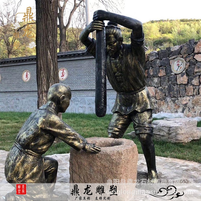玻璃钢仿铜雕塑定 制农耕雕塑农民下地劳动文化园林景观民俗落地