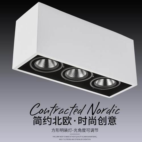 格栅灯明装四头可调灯吸顶明装方形三头2W7W1c双头斗胆灯豆胆射ob