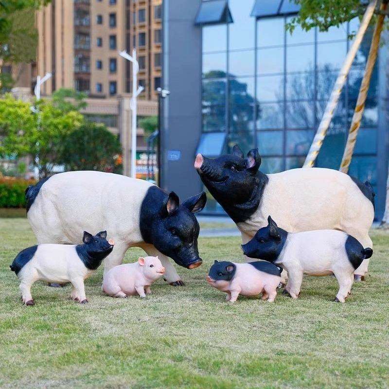 大号树脂动物户外仿真猪摆件花园庭院超市装饰嘉兴猪黑猪模型雕塑