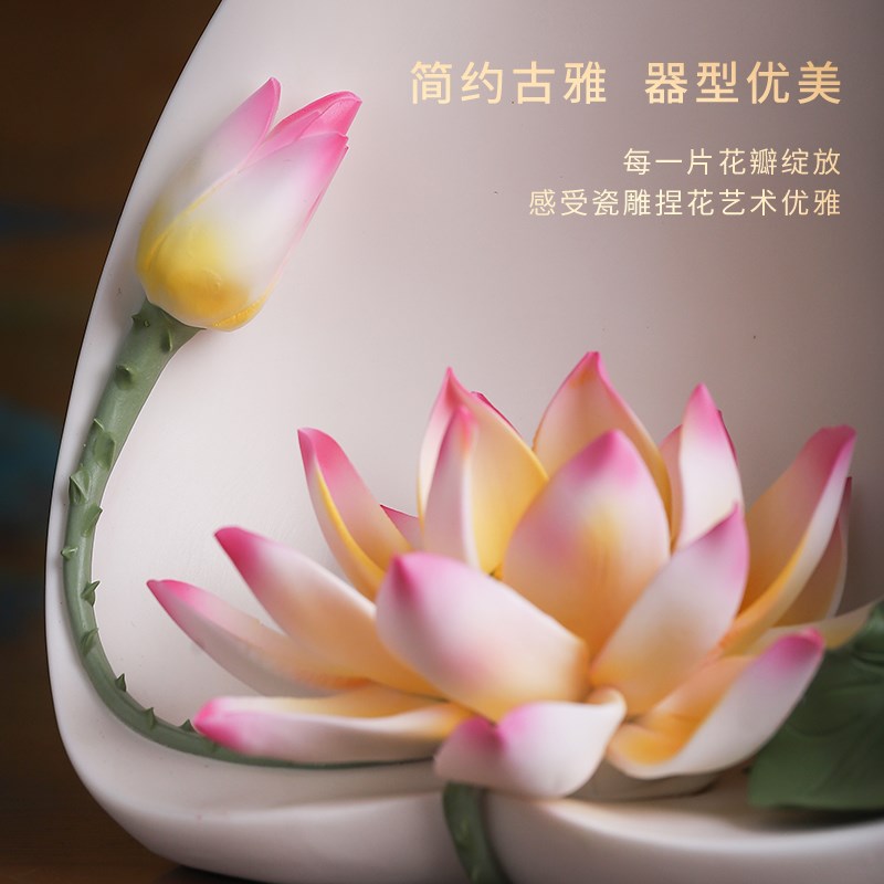 北沃一路连升莲花线香香插摆件陶瓷客厅家居桌面办公室乔迁礼品