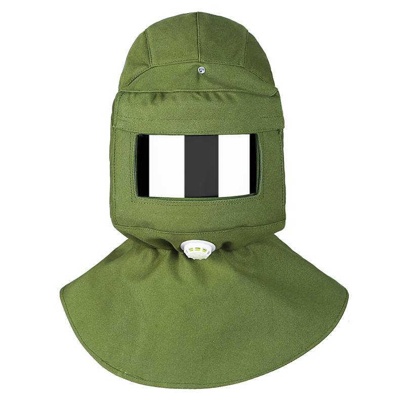 洁盾防尘面罩喷漆服防护面罩披肩帽喷砂帽打砂帽防尘帽内置安全帽