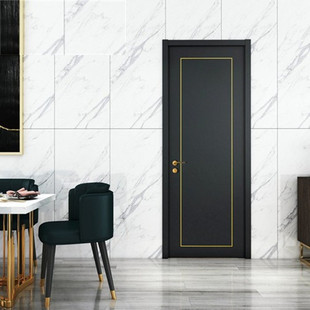 实木复合烤漆门卧室门装门室内门实木免漆门书房厨卫纯黑色木门