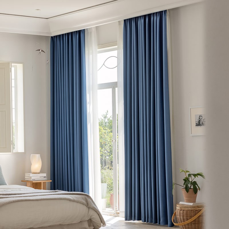 现代简约客厅窗帘卧室飘窗阳台全遮光棉麻风布料成品窗纱柯桥直销