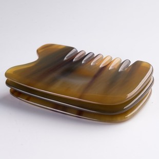 天然黄水牛角梳六齿经络梳刮痧板大号头部按摩防脱发白发宽齿梳子