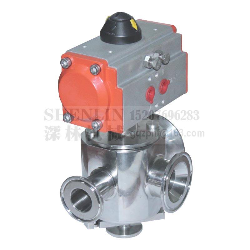 三通转球执行器气动三通转77.5//.5mm快装接头