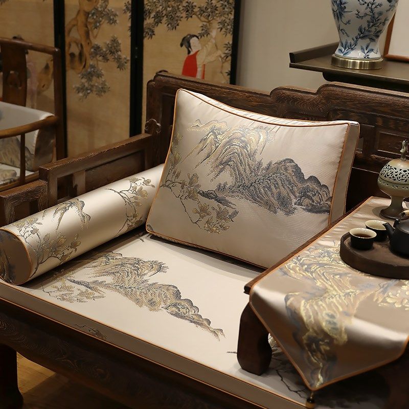 荣义红木沙发罗汉床坐垫中式实木家具沙发垫罩防滑定制四季通用