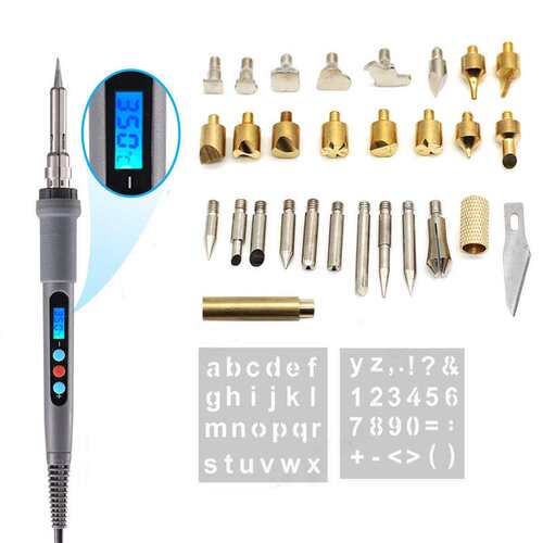 跨境42件套数显雕刻烙铁套装调温焊接工具雕刻烙画电烙铁套装工具