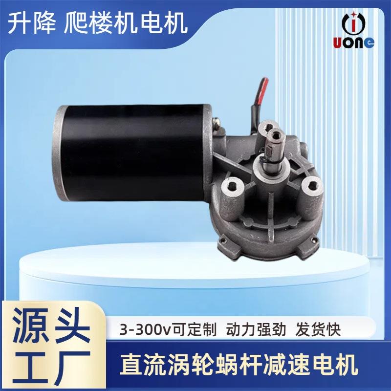 D63减速电机 爬楼机升降器蜗轮蜗杆直流电机马达大功率大力矩24v