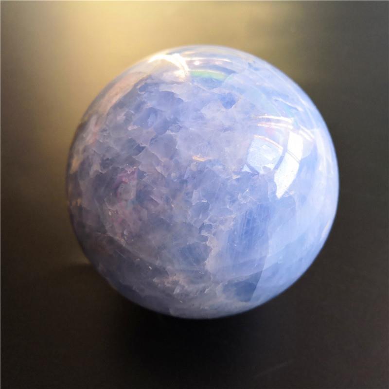 天然蓝晶石球 天青石 水晶球摆件 手把件把玩水晶石原石