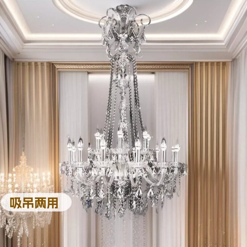 批发楼梯吊灯欧式水晶灯复式楼别墅客厅灯大气旋转楼梯间长灯