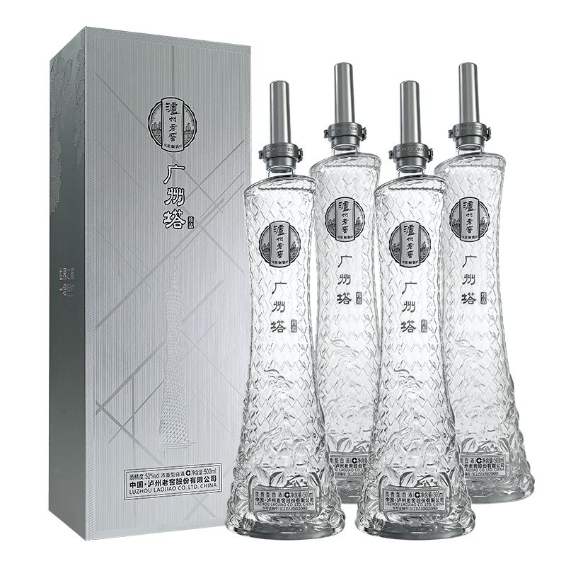 泸州老窖 广州塔珍品礼盒浓香型白酒 52度 500ml*4瓶整箱