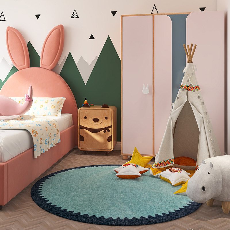 艺术绿色地毯现代圆形地垫卧室客厅书桌电脑椅