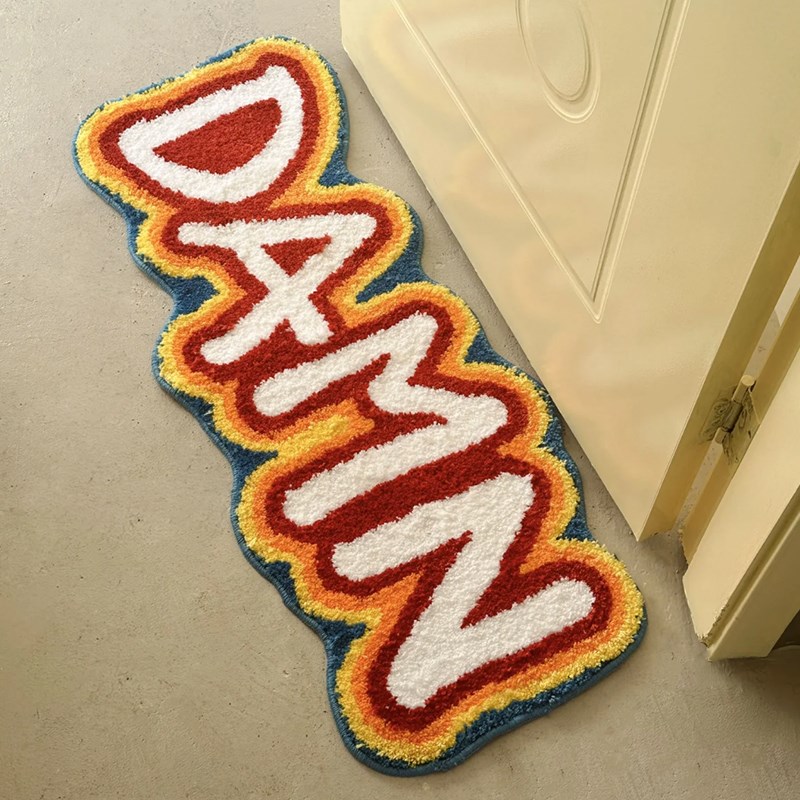 DAMN小地毯卧室床边毯客厅浴室防滑垫坐垫挂毯儿童字母小地垫