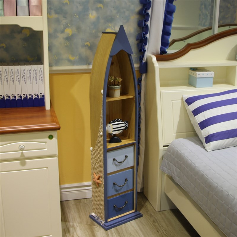 地中海船型个性独特儿童床头实木储物收纳柜书房客厅小柜子置物柜