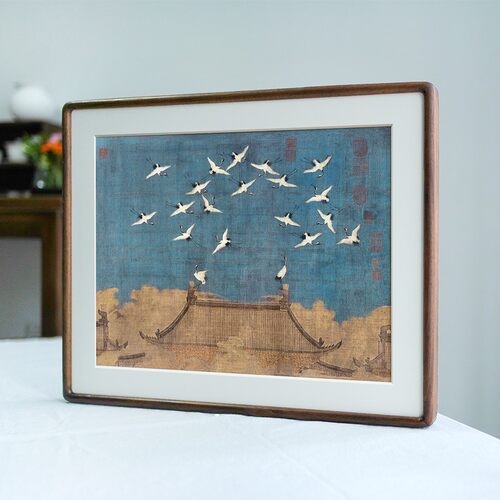 瑞鹤图宋徽宗挂画十大名画实木框沙发背景墙客厅民宿新饰画