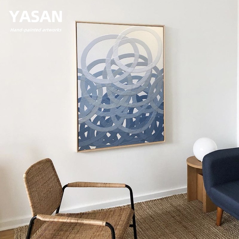 YASAN 后现代客厅装饰画手绘丙烯油画抽象背景墙画大尺寸玄关挂画图片