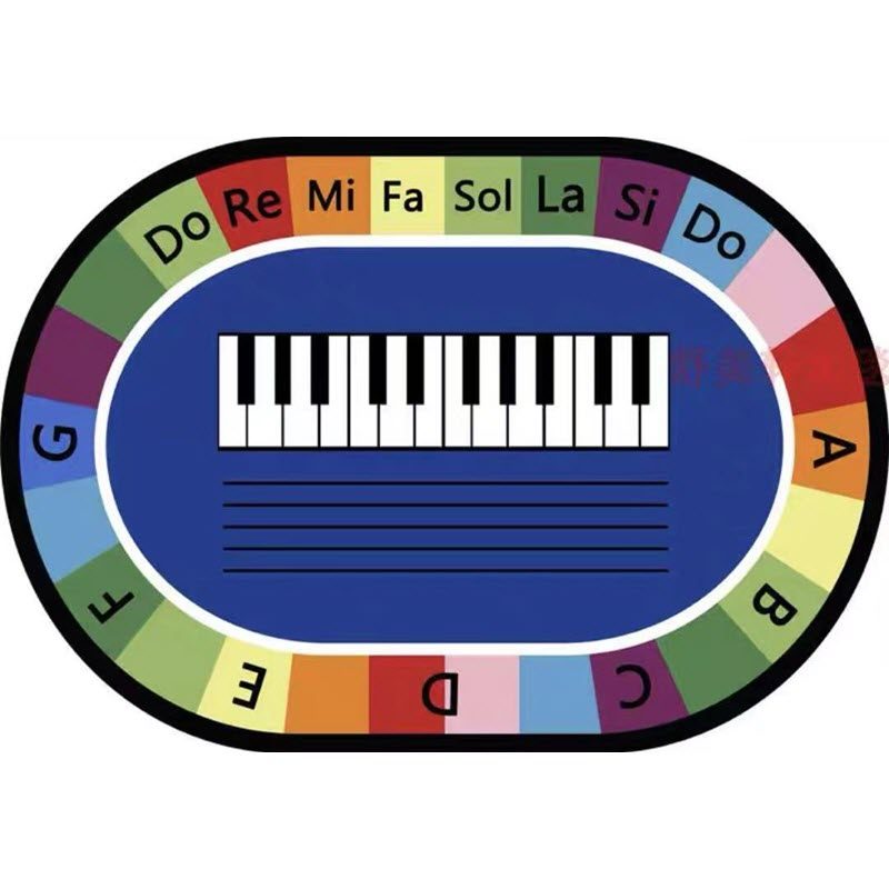 音乐课教室五线谱钢琴音符地垫幼儿园教学椭圆早教阅读地毯