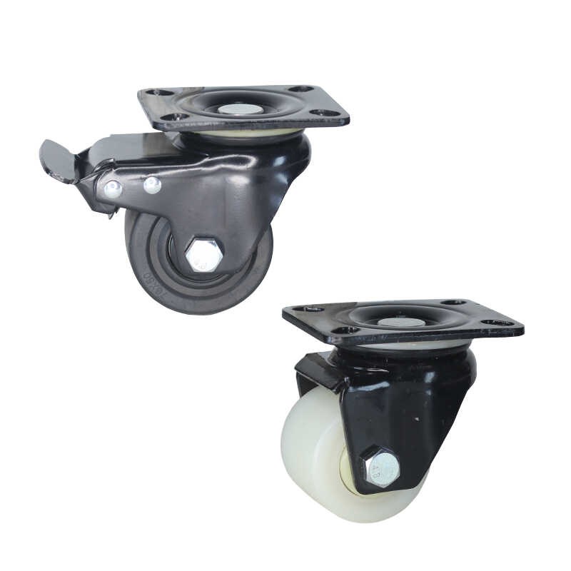 带轴承超重型万向脚轮工业耐磨尼龙滑轮带刹车轮设备寸寸D75