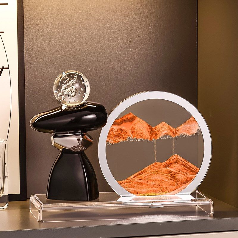 高级感时来运转流沙画电视柜酒柜子玄关客厅高档装饰品办公室,家居饰品,装饰摆件,淘宝优惠券,粉丝福利购,淘宝优惠卷