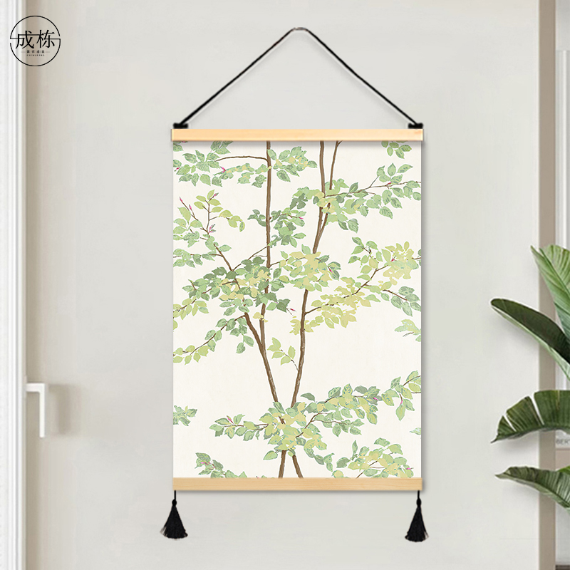 小清新植物餐厅装饰画卧室房间挂画布艺免打孔简约壁画挂布背景布图片