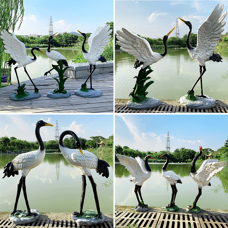 别墅庭院假山水池园造景观仿真丹顶仙鹤玻璃钢动物雕塑小品,家居饰品,户外/庭院摆件,淘宝优惠券,粉丝福利购,淘宝优惠卷
