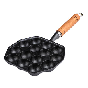 无涂层铸铁章鱼小丸子烤盘家用章鱼小丸子锅烧鹌鹑蛋模具锅粘锅