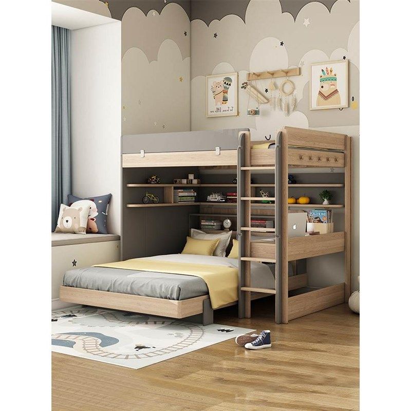 香港包郵 儿童床交错式上下床小户型姐弟床层床书桌一体错,住宅家具,高低/子母床,淘宝优惠券,粉丝福利购,淘宝优惠卷