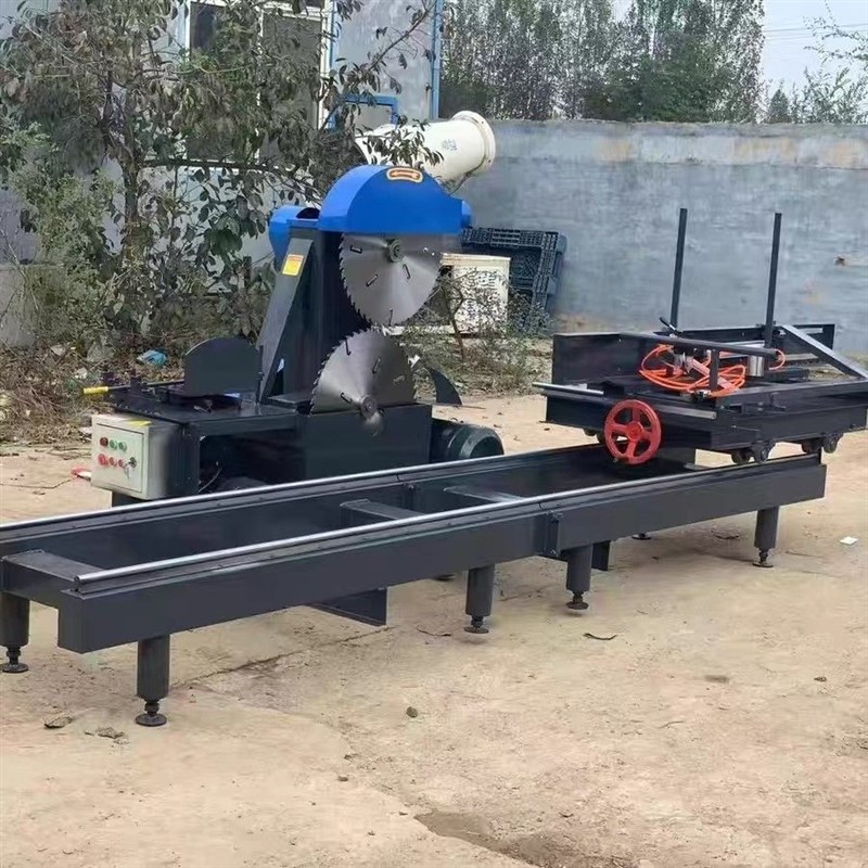 全自动圆木推台锯圆木跑车开料机精密锯裁板双锯片大型.圆木开板