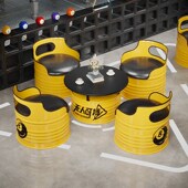 台球厅管工业风桌椅复古铁艺油桶商用奶茶店咖啡厅洽谈桌