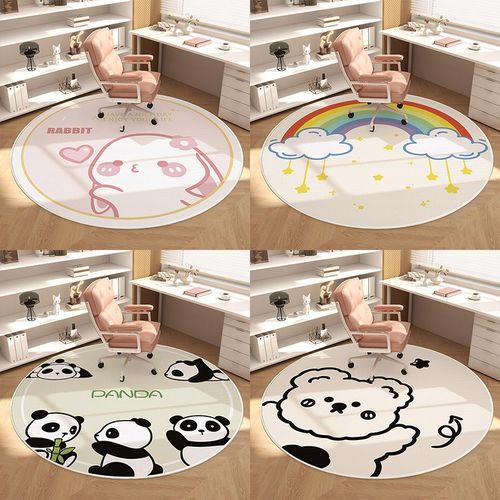 圆形地毯儿童房学习椅子书桌转椅垫子电脑椅摇摇椅书房阅读区地垫