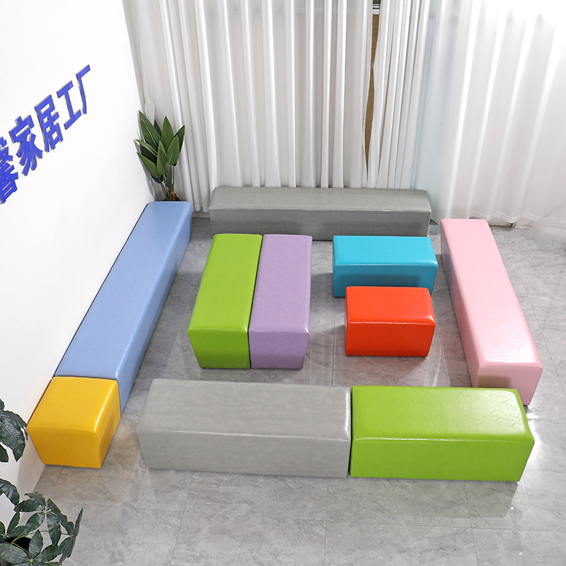 培训机构休息区等候等待美发店小沙发幼儿园窄沙发椅座椅长条