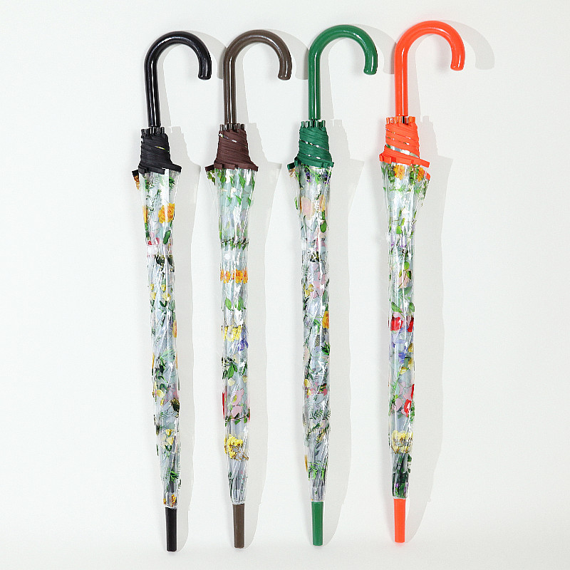 浮羽伞女碎花朵纤细弯柄伞长柄伞半自动直杆伞弯柄大伞面雨伞