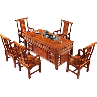 红木茶桌椅梨木功夫茶台中式仿古全实木茶几茶具装一体