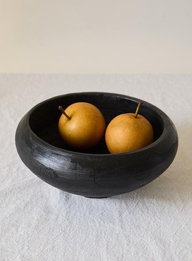 如是复古侘寂风圆形果盘烛台托盘民宿客厅家居黑色软装饰品